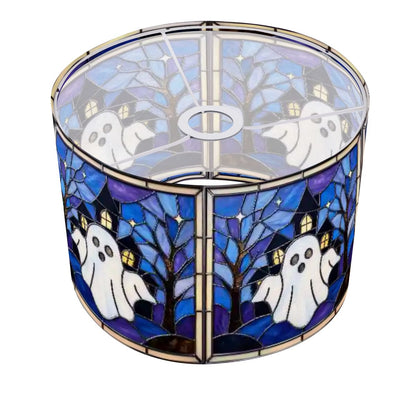 Halloween Stained Glass Style Ghost Haunted House Lamp SHADE ONLY - For Arc Floor Lamps Only