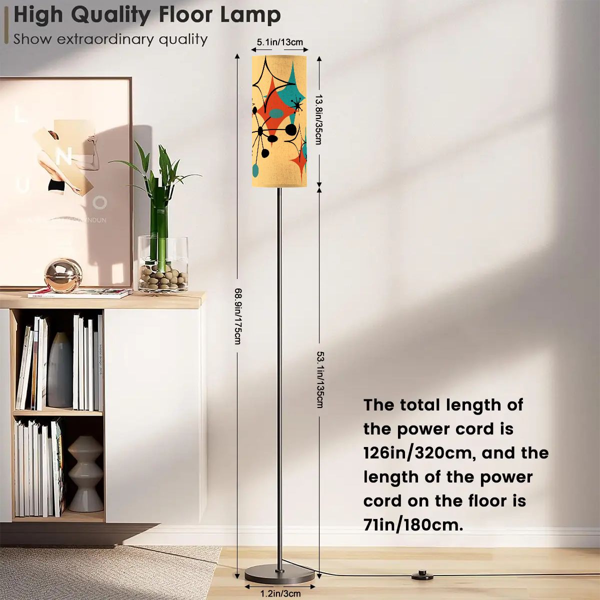 Mid Century Modern Atomic Diamonds, Starburst Retro Slim Floor Lamp - Mid Century Modern Gal