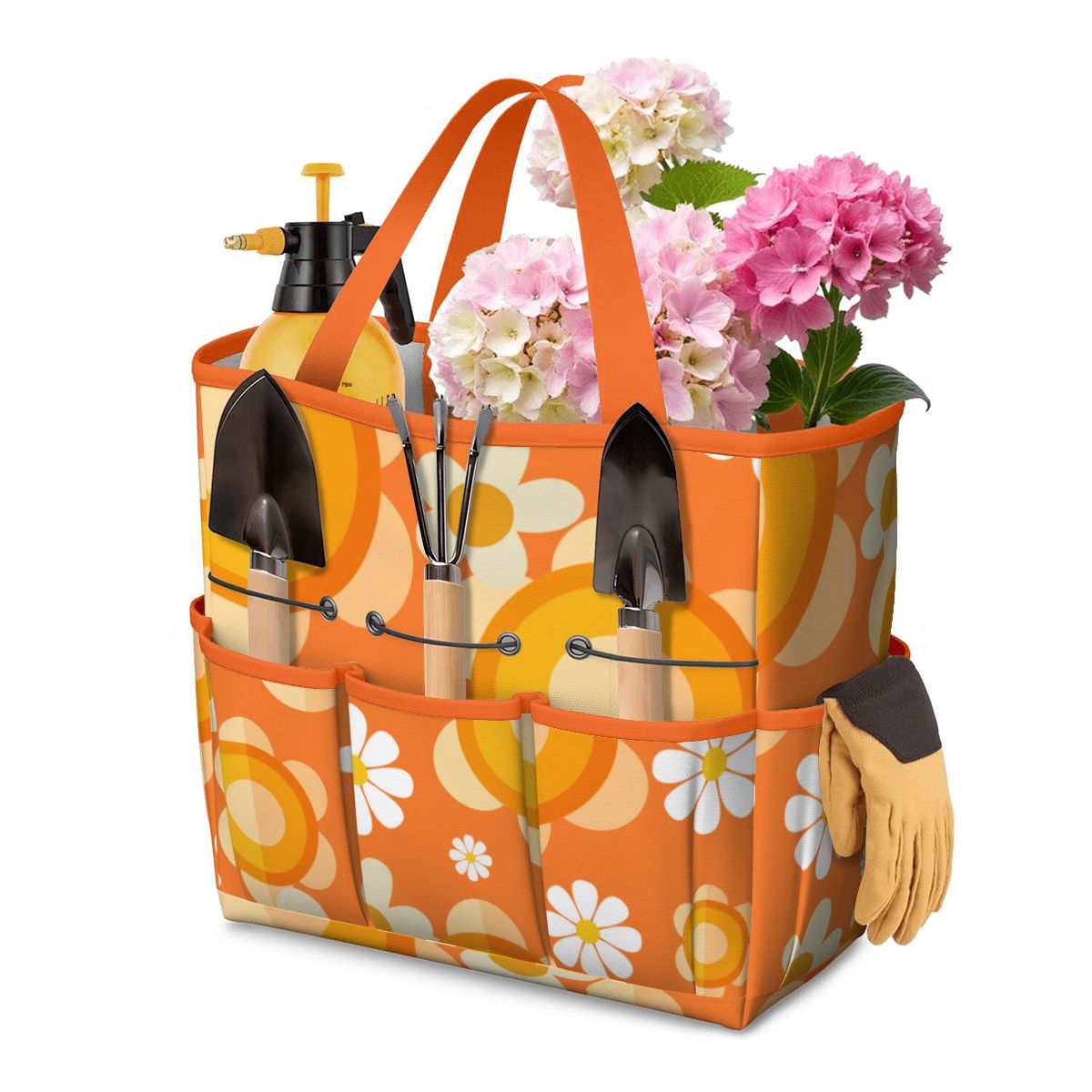 Flower Power Orange Groovy Mod Garden Tool Bag - Mid Century Modern Gal