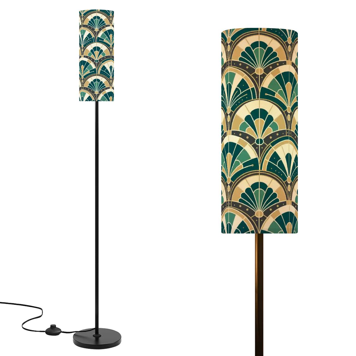 Art Deco Peacock Inspired Slim Floor Lamp - Mid Century Modern Gal
