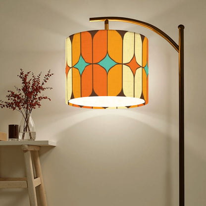 Mid Century Modern Orange, Teal Geometric Designed Mod Lamp SHADE ONLY - For Arc Floor Lamps Only - Mid Century Modern Gal