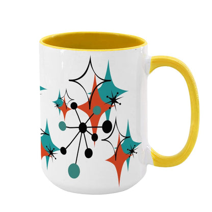 Mid Century Modern Atomic Starburst Sputnik Designed Large Colorful Mug (15oz) - Mid Century Modern Gal