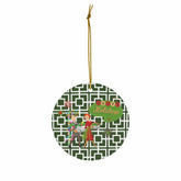 Mid Century Modern Christmas Ornament, Breezeblock Design, Happy Holidays, Retro Ceramic Ornament Gifts Home Decor Circle / One Size