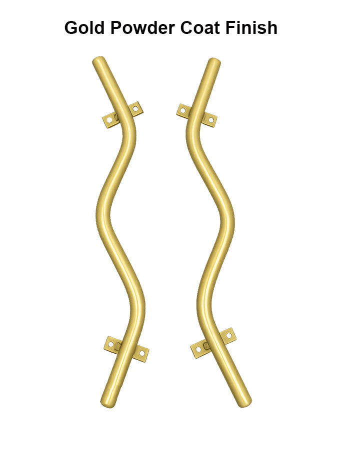 12" Contemporary Curved Door Pulls | Solid Steel | Pair - Mid Century Modern Gal