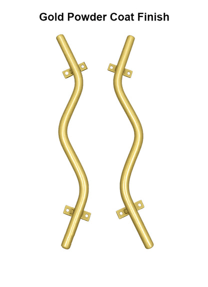 12" Contemporary Curved Door Pulls | Solid Steel | Pair - Mid Century Modern Gal