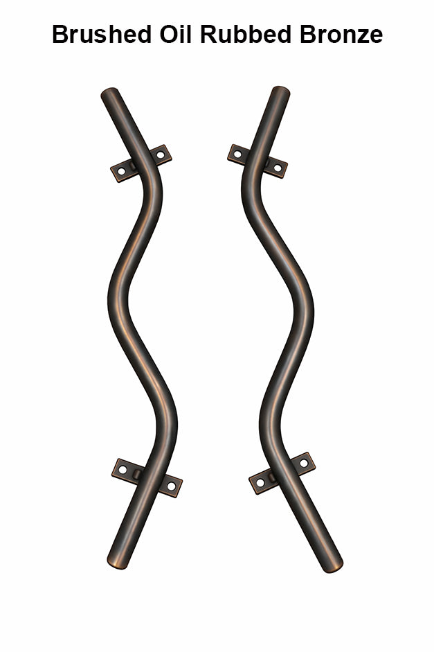 12" Contemporary Curved Door Pulls | Solid Steel | Pair - Mid Century Modern Gal