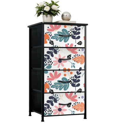 Mid Century Modern Floral Pink Orange Blue 4-Drawer Dresser - Mid Century Modern Gal