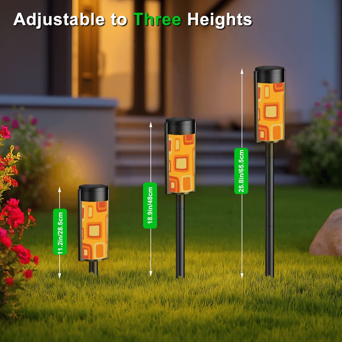 Mid Mod Retro Orange Yellow Geometric MCM Outdoor Solar Lights - Mid Century Modern Gal