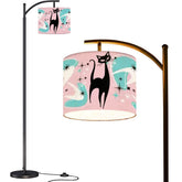 Mid Century Modern Atomic Boomerang Pink Aqua Atomic Cat Arc Floor Lamp - Mid Century Modern Gal
