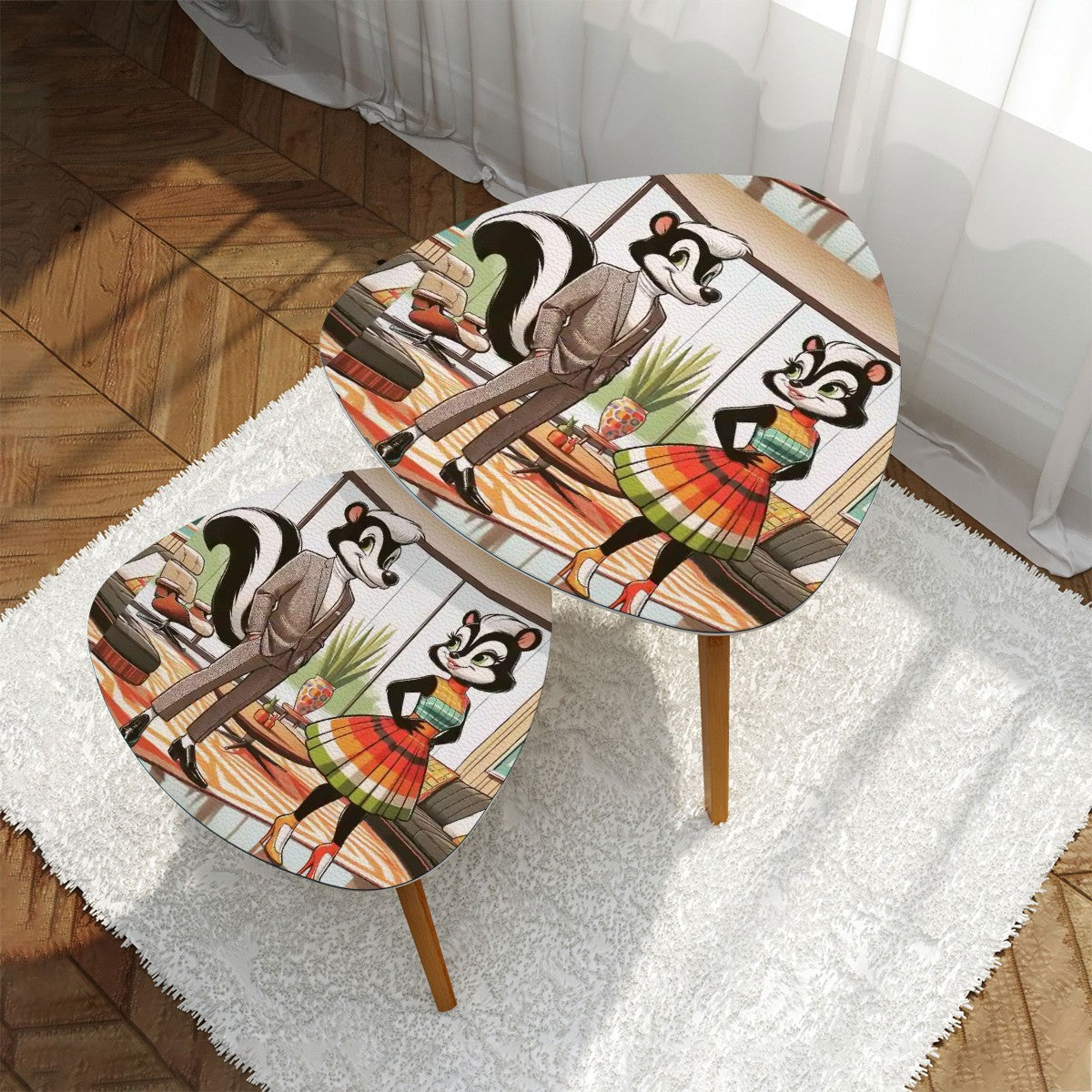 Mr. And Mrs. Kitschy Mid Century Modern Skunk Mod Fun Nesting Tables - Mid Century Modern Gal