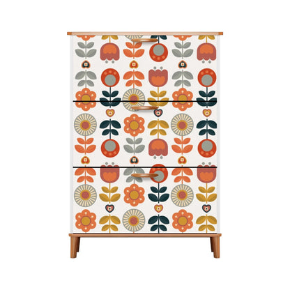 Mid Century Modern Scandinavian Designed Shoe Cabinet, Danish Floral Mudroom Organizer Cabinet - Mid Century Modern Gal