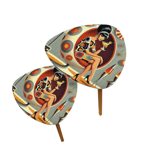 60s Mod Gal Cocktail Nesting Tables, Retro Mid Century Modern Furniture