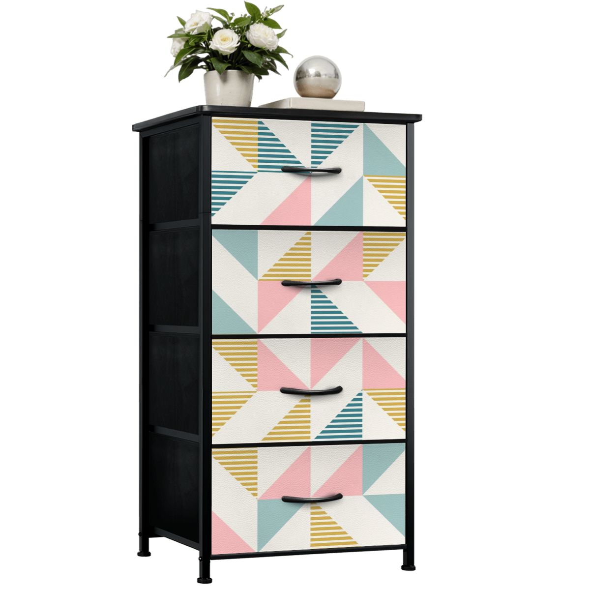 Mid Century Modern Geometric Pastel Design 4-Drawer Dresser - Mid Century Modern Gal