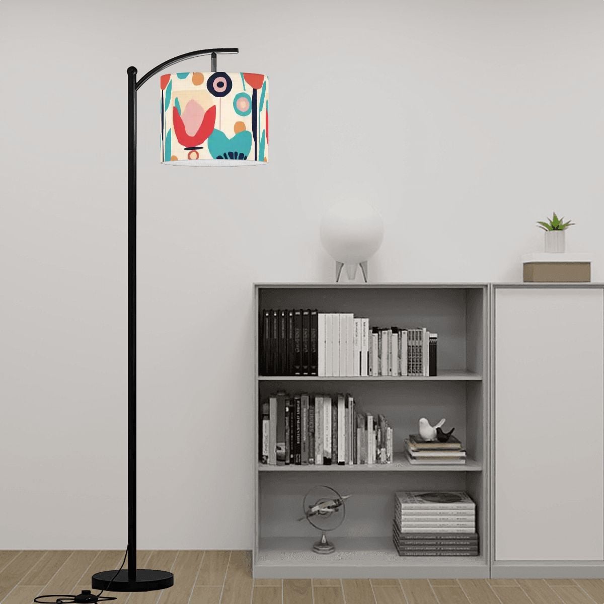 Mid Mod Floral Retro Scandinavian Modern Lamp SHADE ONLY - For Arc Floor Lamps Only - Mid Century Modern Gal