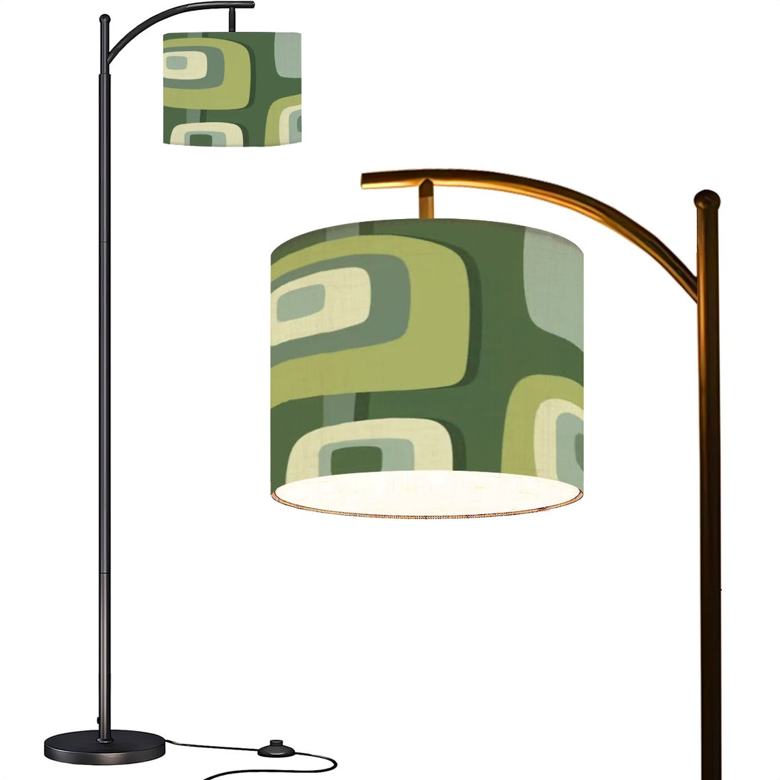 Mid Century Modern Geometric Designed Green, Mid Mod Arc Floor Lamp