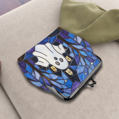 Halloween Stained Glass Style Ghost Haunted House Coin Purse