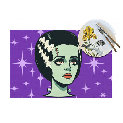 Bride of Frankenstein Retro Mid Mod Horror Buff Purple Halloween Placemat 1pc - Mid Century Modern Gal