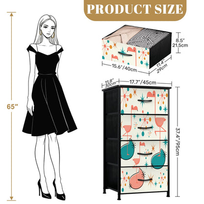 Palm Springs California Kitschy Flamingo Mid Mod 4-Drawer Dresser - Mid Century Modern Gal