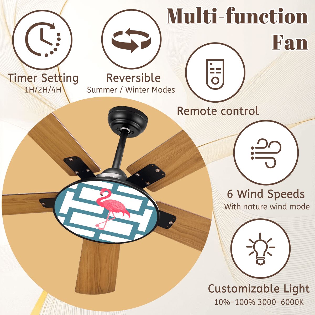 Palm Springs California Kitschy Flaming Breeze Blocked Designed Ceiling Fan With Light - Mid Century Modern Gal