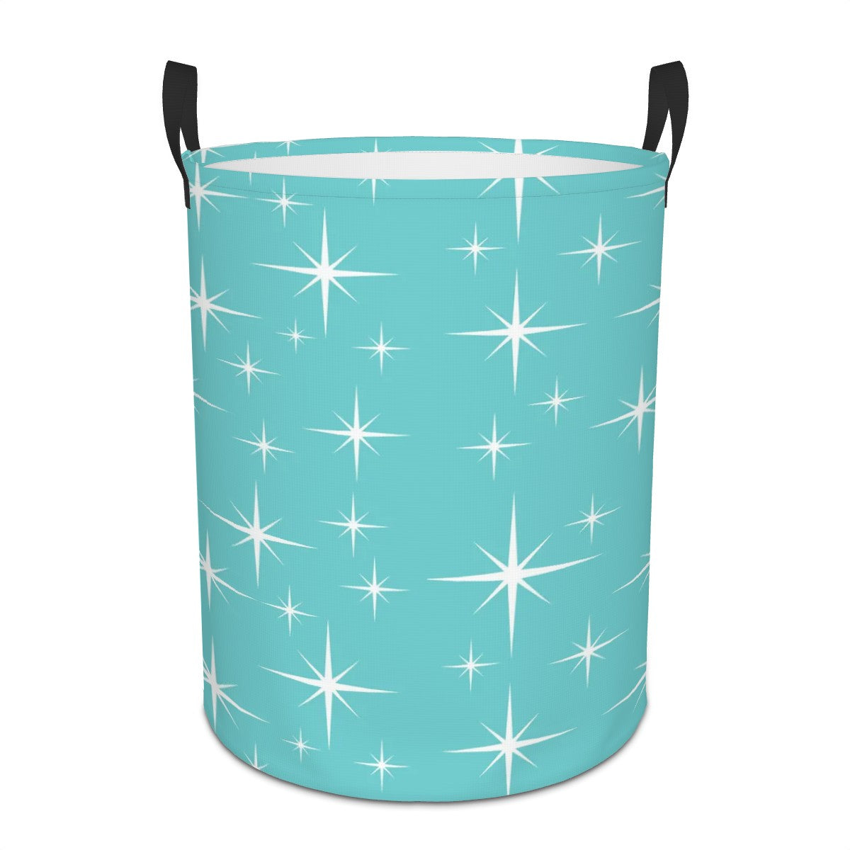 Mid Century Modern Starburst Aqua Circular Laundry Basket