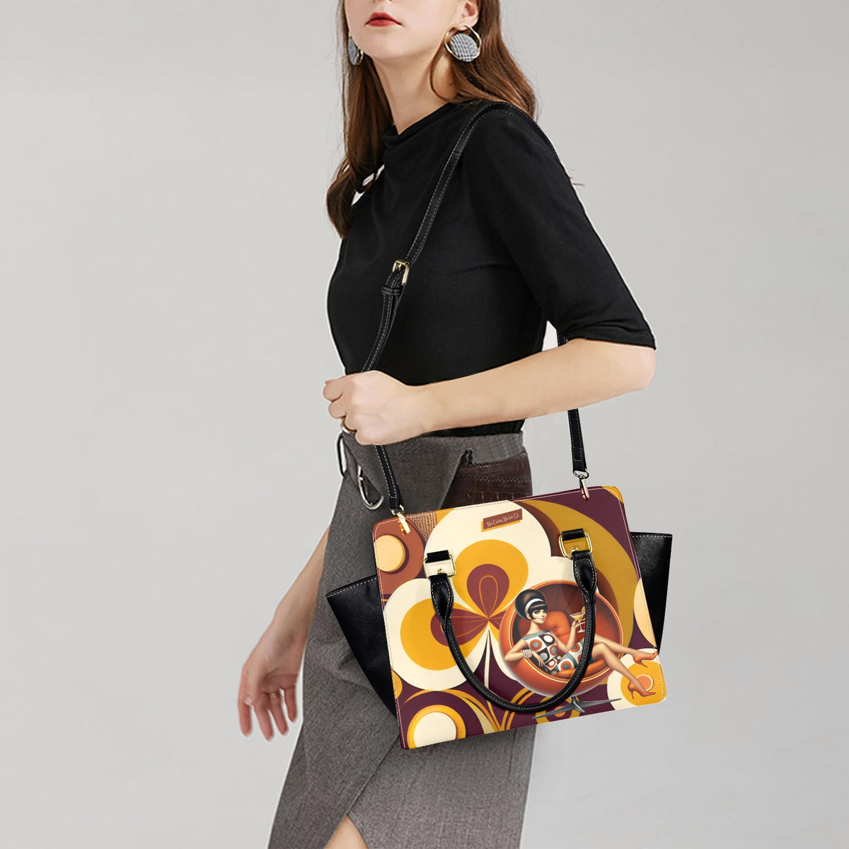 Mid Mod 60s Gal Retro Flower Power Rivet Shoulder Bag Hand Bag - Mid Century Modern Gal