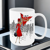 Mid Century Modern Christmas Joy To The World Mod Gal Cityscape Holiday Mug - Mid Century Modern Gal