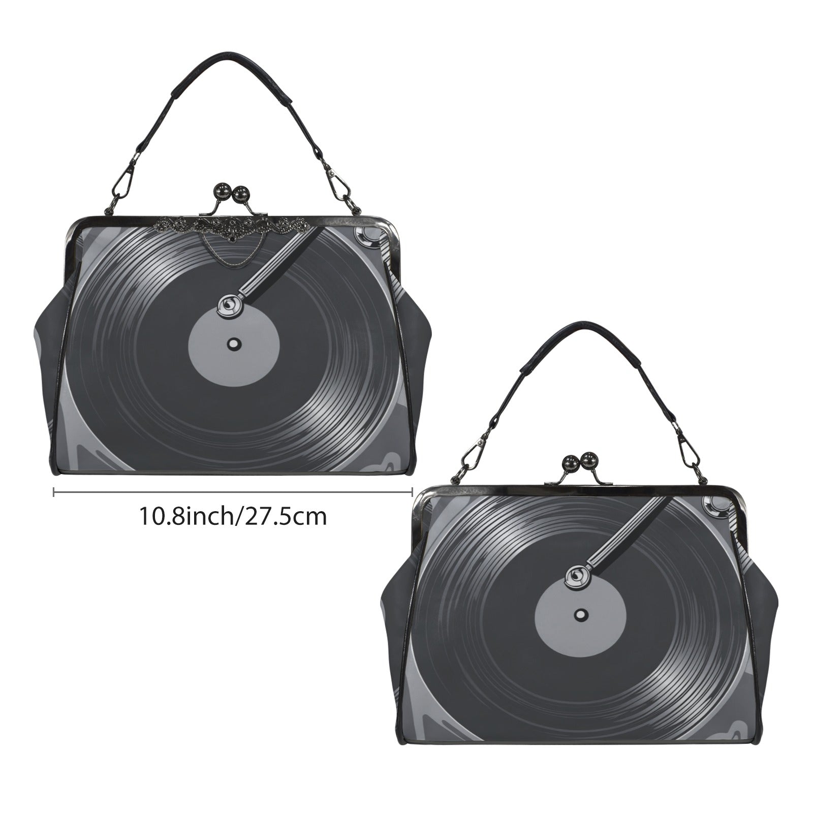 Retro Vinyl Record, Mid Mod Music, Mid Century Modern Kisslock Crossbody Purse - Mid Century Modern Gal
