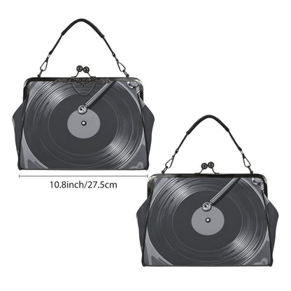 Retro Vinyl Record, Mid Mod Music, Mid Century Modern Kisslock Crossbody Purse - Mid Century Modern Gal