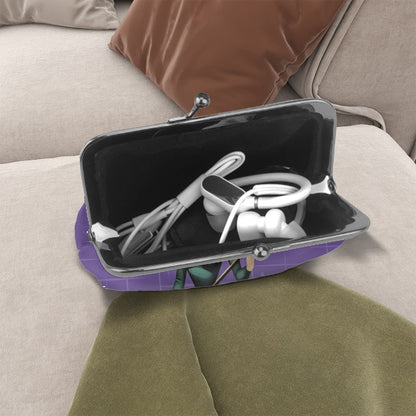 Mid Century Modern Vintage Pin Up Witch Purple Teal Halloween Coin Purse - Mid Century Modern Gal