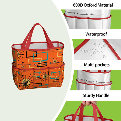 Mid Century Modern Sinatra Orange, Starburst, Geometric Funky Fun Garden Tool Bag