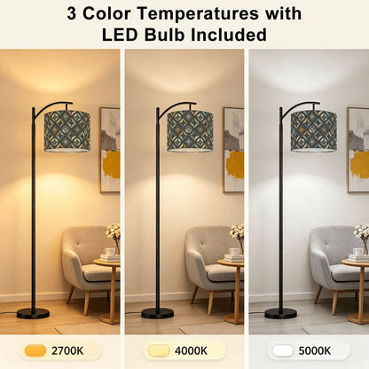 Mid Century Modern Elegant Gray Geometric Starburst Arc Floor Lamp