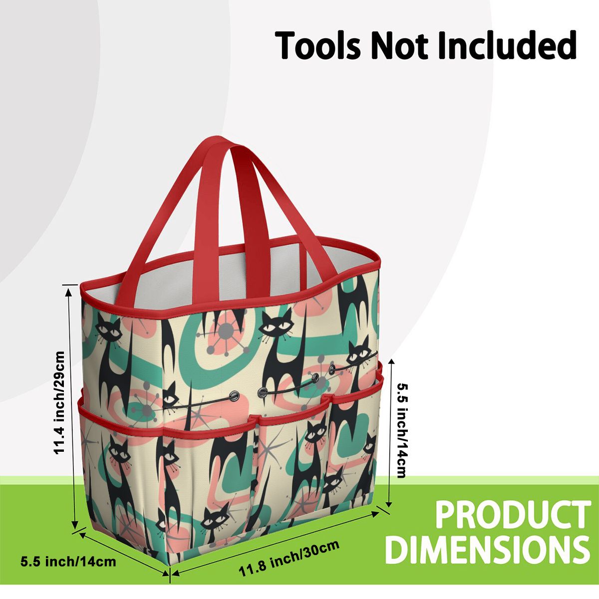 Atomic Cat Mid Century Modern Starburst Retro Kitsch Garden Tool Bag