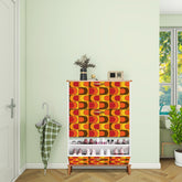 Retro Mid Mod Shoe Storage Cabinet, Orange Yellow, Brown Groovy 70s Design - Mid Century Modern Gal