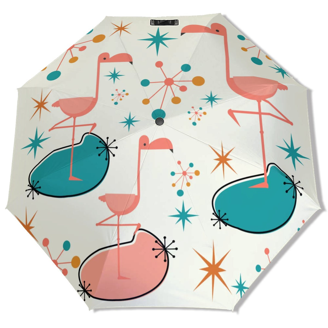 Palm Springs California Kitschy Flamingo Retro Mod UV Protection Umbrella - Mid Century Modern Gal