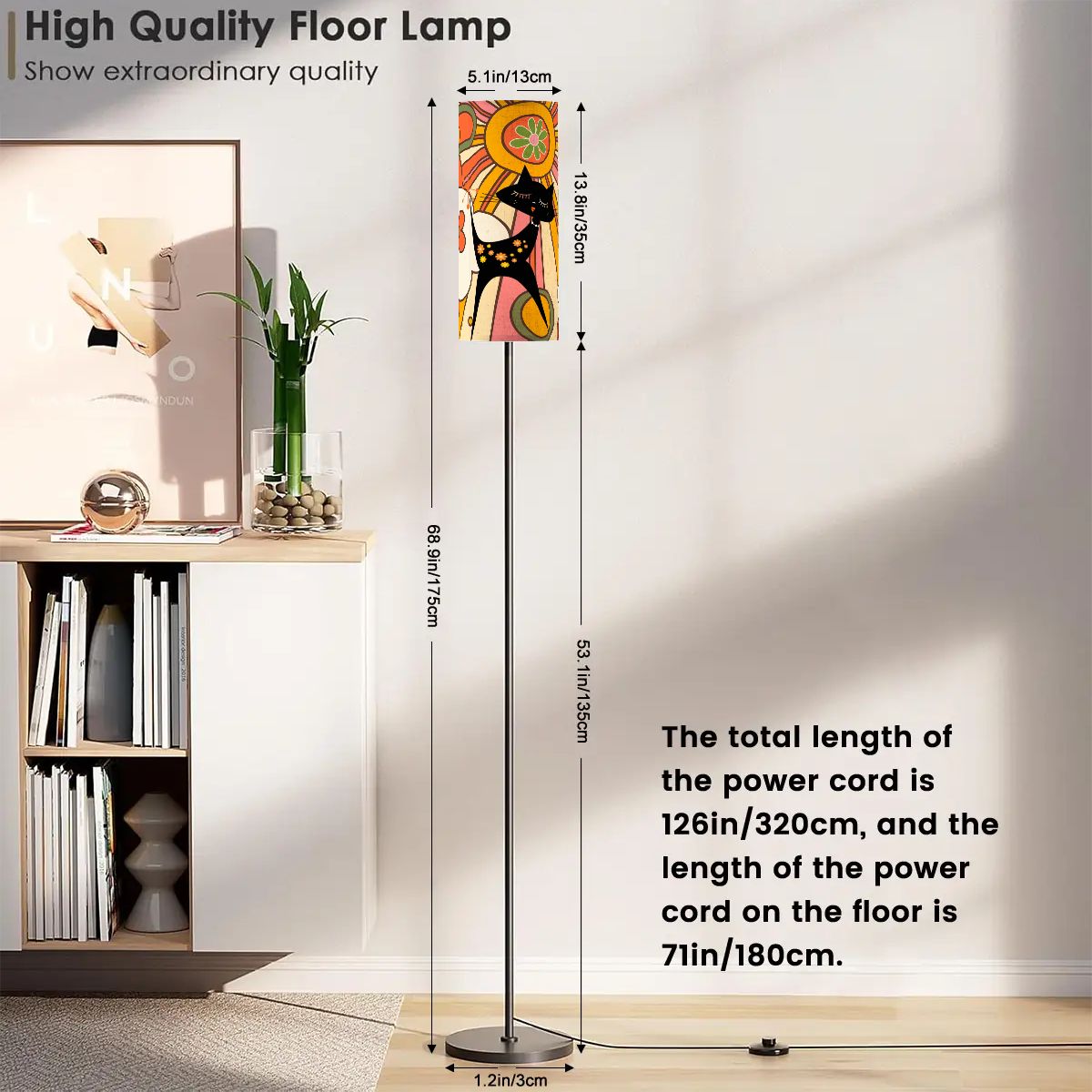 Retro 70s Groovy Mid Mod Floor Lamp, Mod Atomic Cat, MCM Slim Floor Lamp - Mid Century Modern Gal