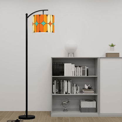 Mid Century Modern Orange, Teal Geometric Designed Mod Lamp SHADE ONLY - For Arc Floor Lamps Only - Mid Century Modern Gal