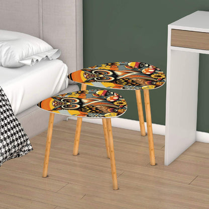 Retro 70s Owl Mushroom Groovy Mid Century Modern Nesting Tables - Mid Century Modern Gal