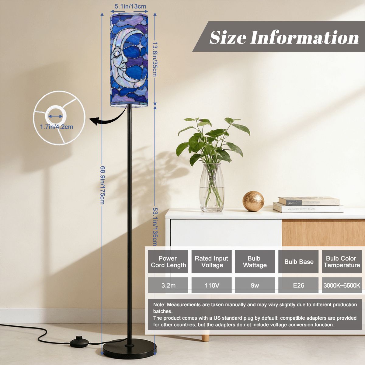 Halloween Stained Glass Style Night Sky Crescent Moon Stars Clouds