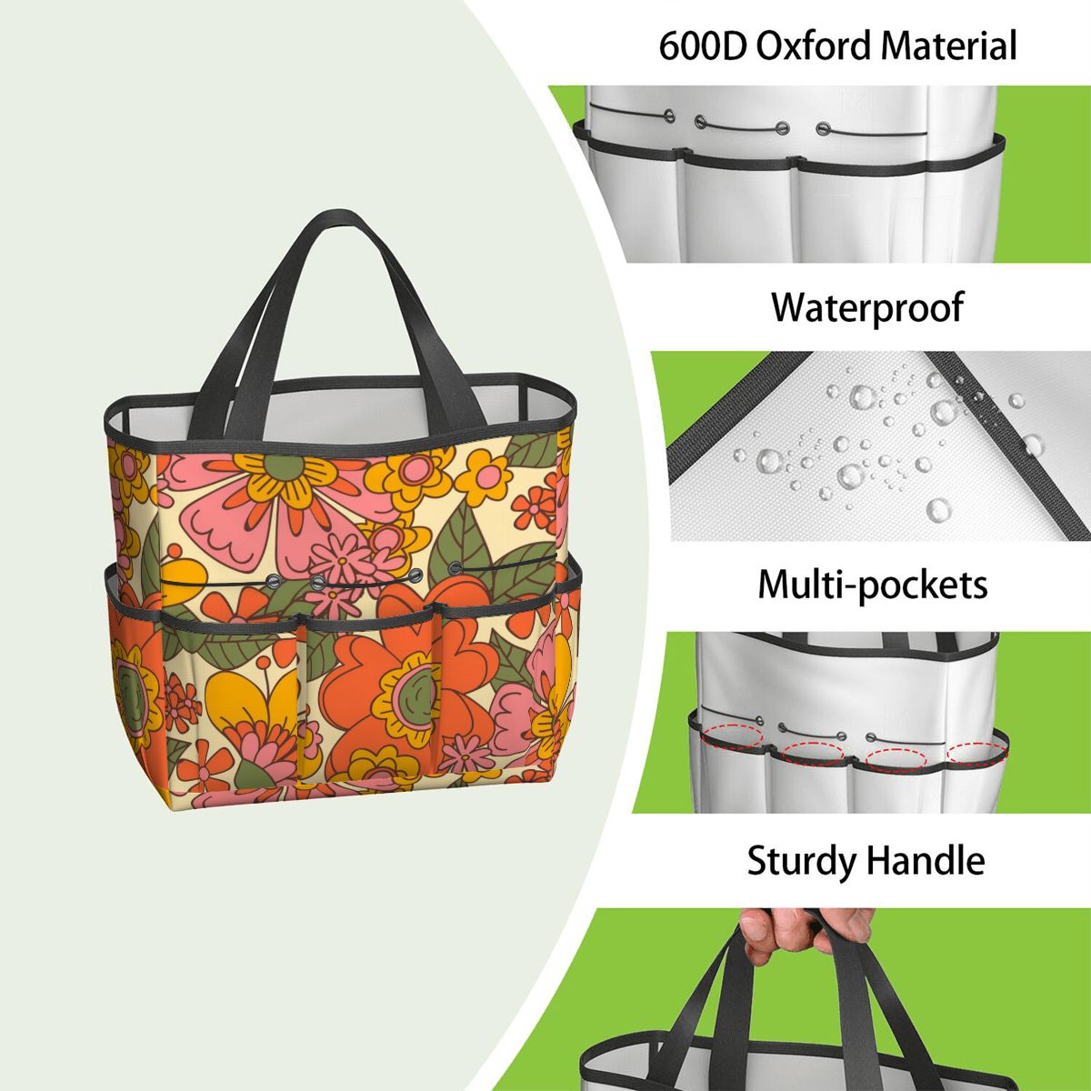 70s Retro Revival Flower Power Groovy Floral Mid Mod Garden Tool Bag - Mid Century Modern Gal