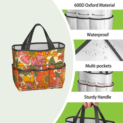 70s Retro Revival Flower Power Groovy Floral Mid Mod Garden Tool Bag - Mid Century Modern Gal