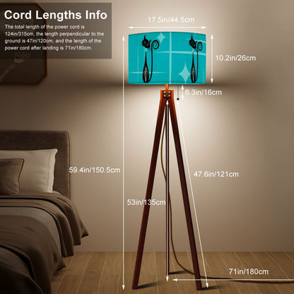 Atomic Space Cat, Mid Century Modern Retro Tripod Floor Lamp - Mid Century Modern Gal