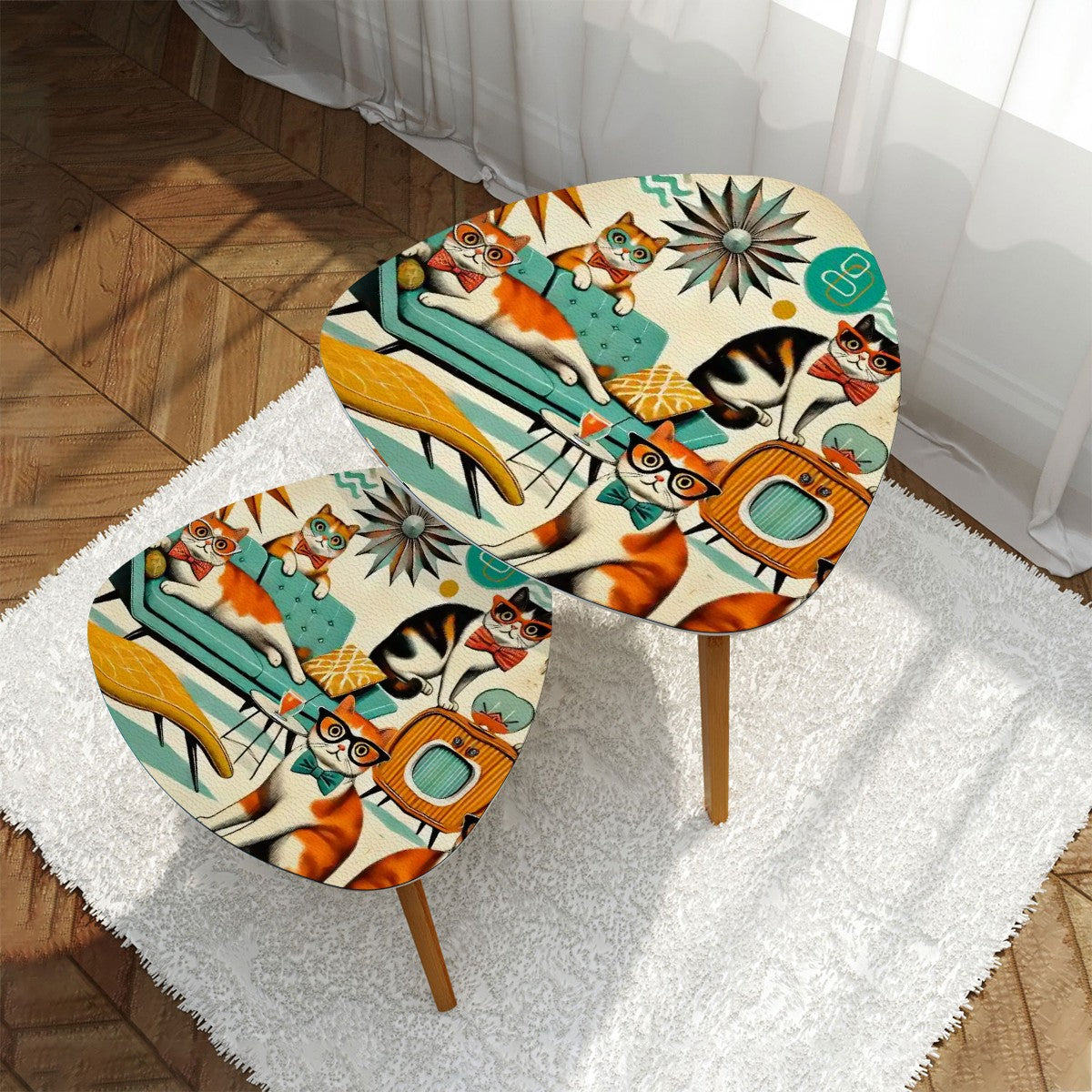 Kitschy Cats, Mid Century Modern Quirky Fun Nesting Tables - Mid Century Modern Gal