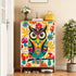 Retro 1970s Owl Mushroom Floral Mid Mod Shoe Storage Cabinet - Mid Century Modern Gal