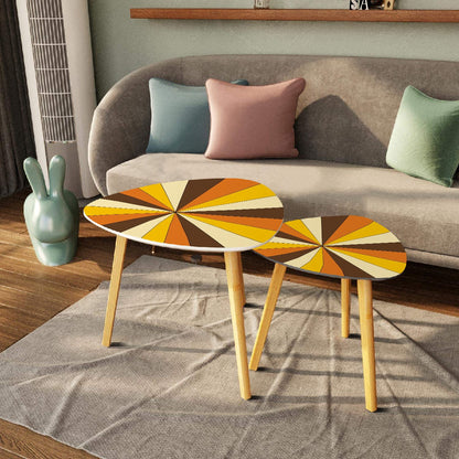 Groovy Retro 70s Vibe Orange, Yellow Brown Mid Mod Nesting Tables - Mid Century Modern Gal