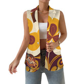 Groovy Mod Gal, 60s Flower Mid Mod Retro Women Sleeveless Suit Vest - Mid Century Modern Gal