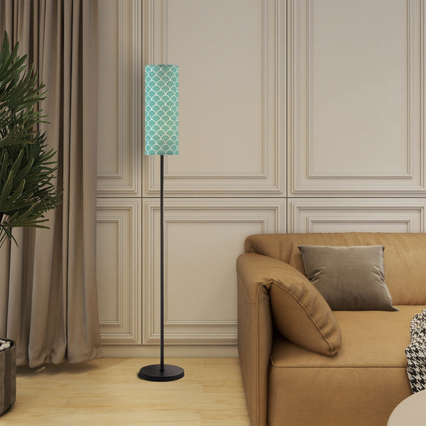 Aqua Blue Mermaid Fin Design Mid Century Modern Slim Floor Lamp