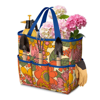 70s Retro Revival Flower Power Groovy Floral Mid Mod Garden Tool Bag - Mid Century Modern Gal