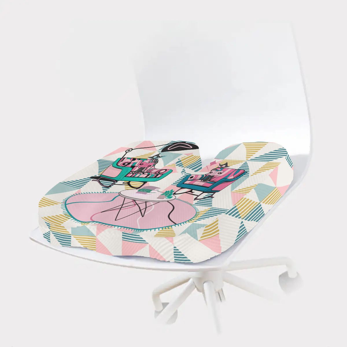 Atomic Kitschy Cat Mid Century Modern Designed Orthopedic Memory Foam Seat Cushion - Mid Century Modern Gal