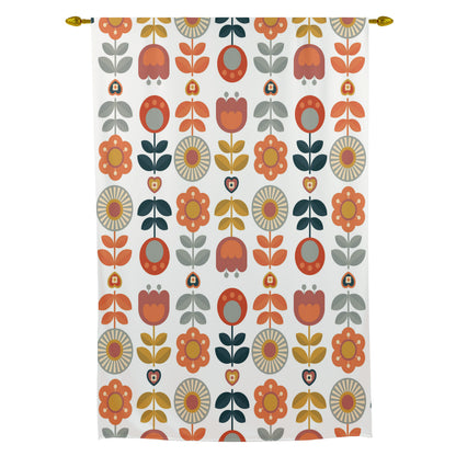 Mid Century Modern Scandinavian Floral Modern Danish Tie Up Curtain - Mid Century Modern Gal