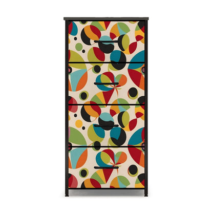Retro Groovy Orb Abstract Designed Mid Century Modern 4-Drawer Dresser - Mid Century Modern Gal